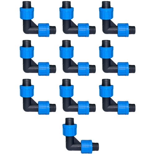 Угол 90 с зажимами для капельной ленты - 10 шт / Диаметр - 16 мм / Фитинги для капельного полива.