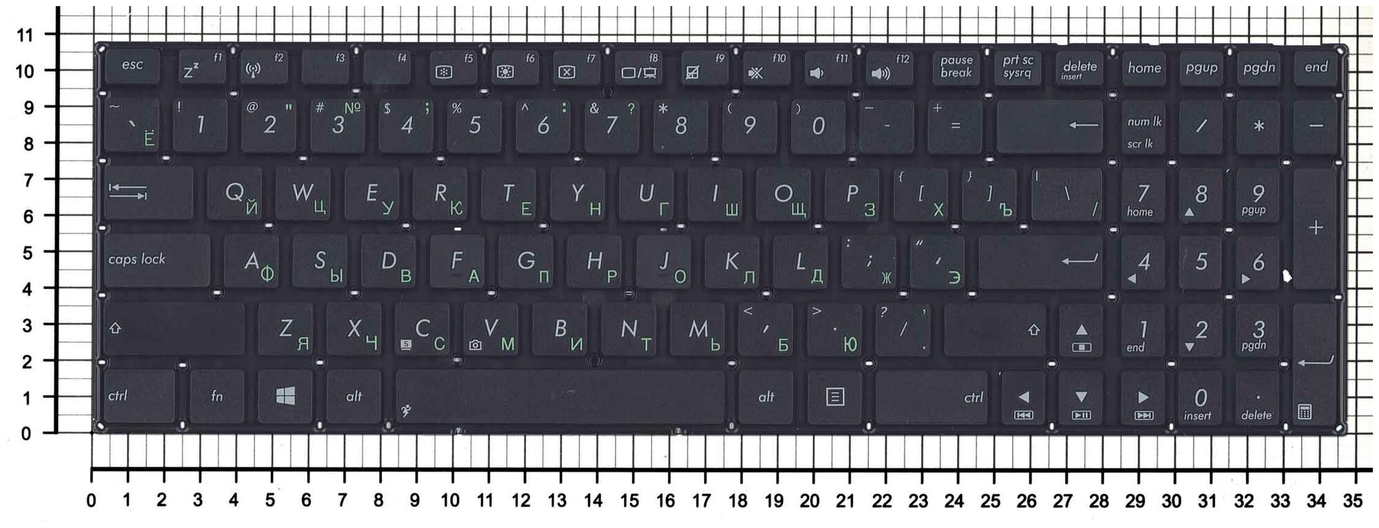 Клавиатура для ноутбука Asus X552VL Русская Чёрная без рамки Плоский Enter
