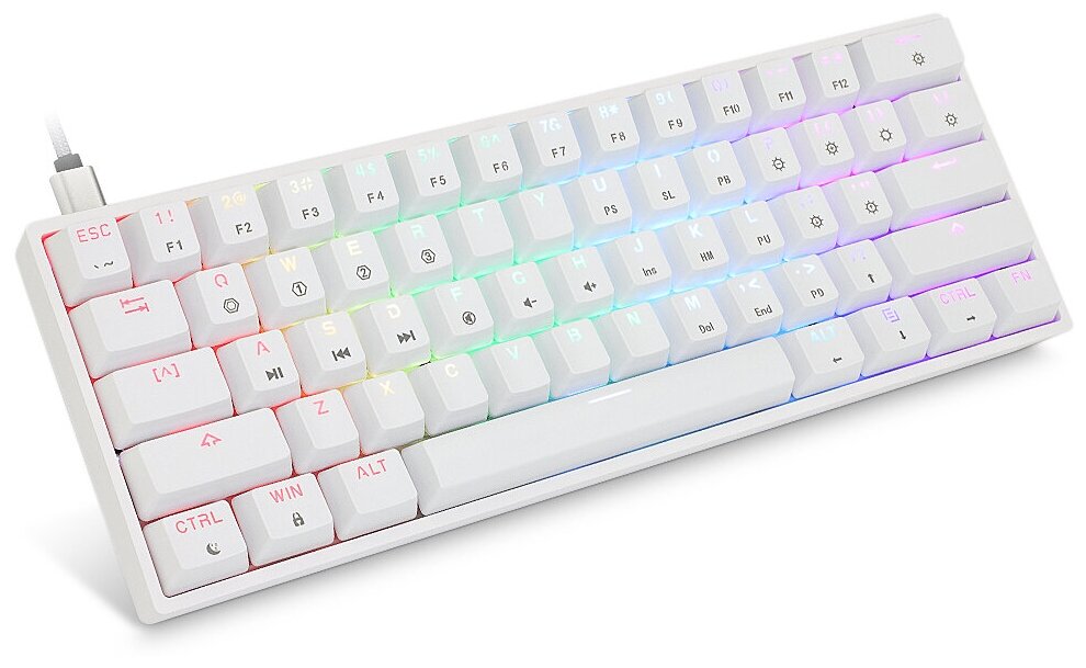 Игровая клавиатура Skyloong GK61 SK61 красные свичи Gateron Red белая российская раскладка