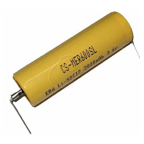 Батарейка (элемент питания) CameronSino CS-MER600SL с выводами под пайку (ER6C) Li-SOCI2 батарейка элемент питания cameronsino cs er34615 er34615 lsh 20 li soci2 19000mah