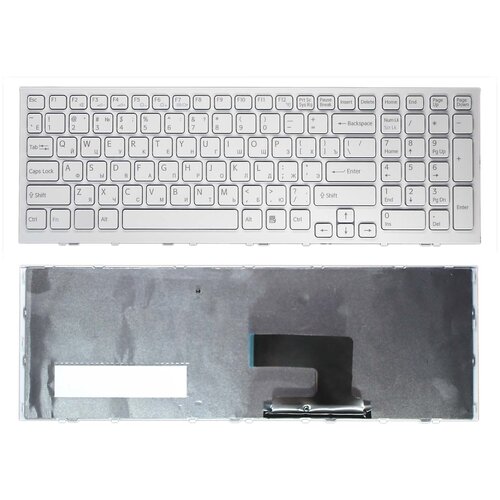 Клавиатура для ноутбука Sony Vaio VPC-EE белая с белой рамкой
