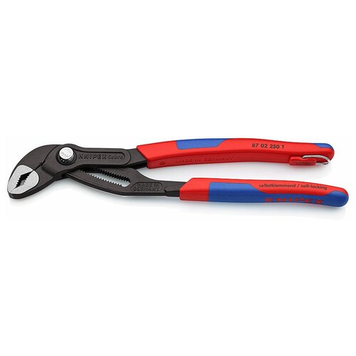 фото Knipex cobra® клещи переставные, 50 мм (2"), под ключ 46 мм, 250 мм, серые, 2к ручки, страховочное крепление