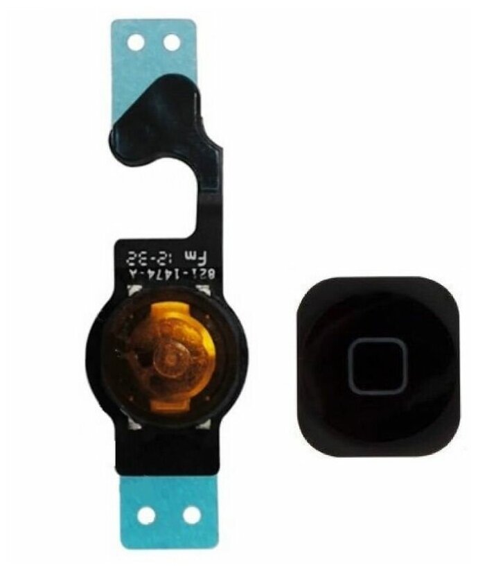 Кнопка Home на iPhone 5 (механизм на шлейфе + толкатель) Черный