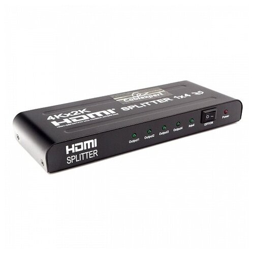 HDMI разветвитель Cablexpert DSP-4PH4-02, HD19F/4x19F, 1 компьютер - 4 монитора, Full-HD, 3D, 1.4v, каскадируемый сплиттер gembird cablexpert hdmi hd19f 4x19f dsp 4ph4 02