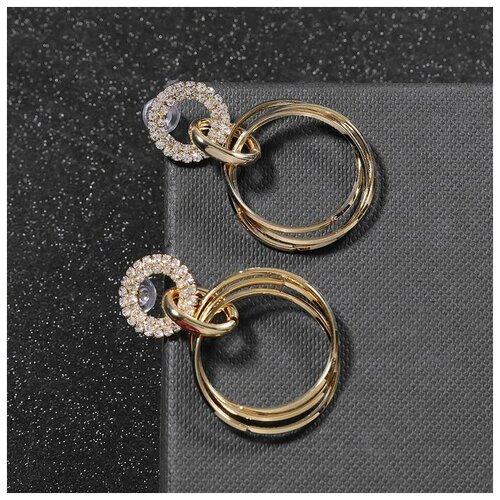 фото Серьги со стразами "искорки" кольцо в стразах, цвет белый в золоте yandex market