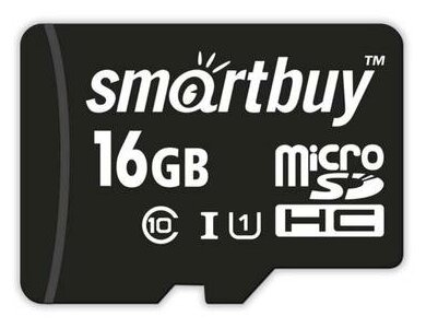 Карта памяти SmartBuy microSDHC 16 ГБ Class 10, адаптер на SD, 1 шт., черный