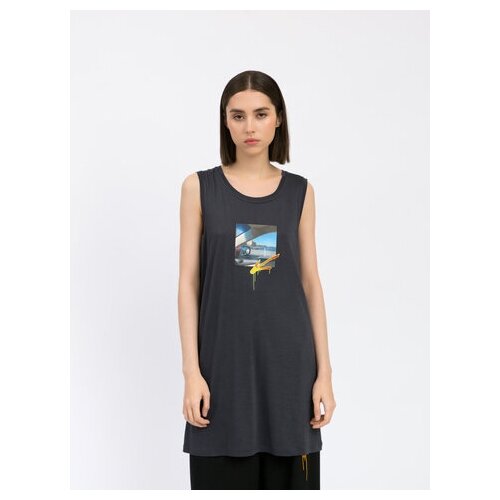 фото Майка длинная с вышитой аппликацией ola ola (ss21/05_02/gy) xs