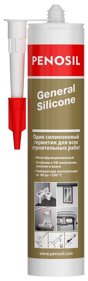 Герметик Penosil Generall силиконовый многоцелевой нейтральный бесцветный, 310 ml Н4173 - фотография № 2