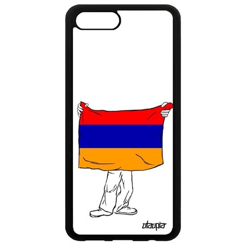 фото Защитный чехол на мобильный // honor v10 / view 10 // "флаг армении с руками" стиль дизайн, utaupia, белый