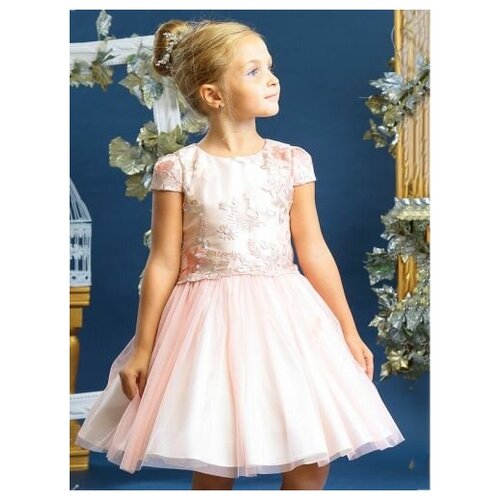 фото Нарядное платье "чайная роза", маленькая леди, 443-117-впа (122 чайная роза)