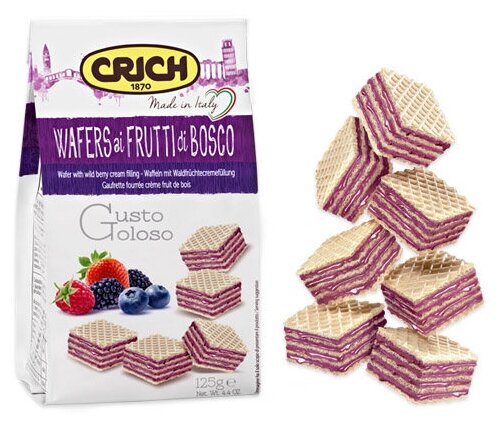 Вафли Crich с ягодно-кремовой начинкой Wafers with forest fruits filling, 125г