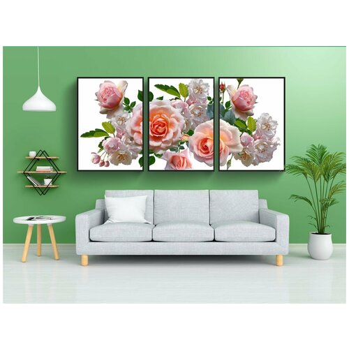 фото Набор модулных постеров для интерьера "цветы, розы, яблони" 60x90 см. в тубусе, без рамки lotsprints