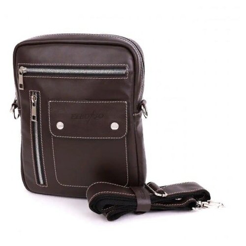 фото Мужская кожаная сумка elborso. барсетка, кросс боди из натуральной кожи. темно-коричневый. e12-80