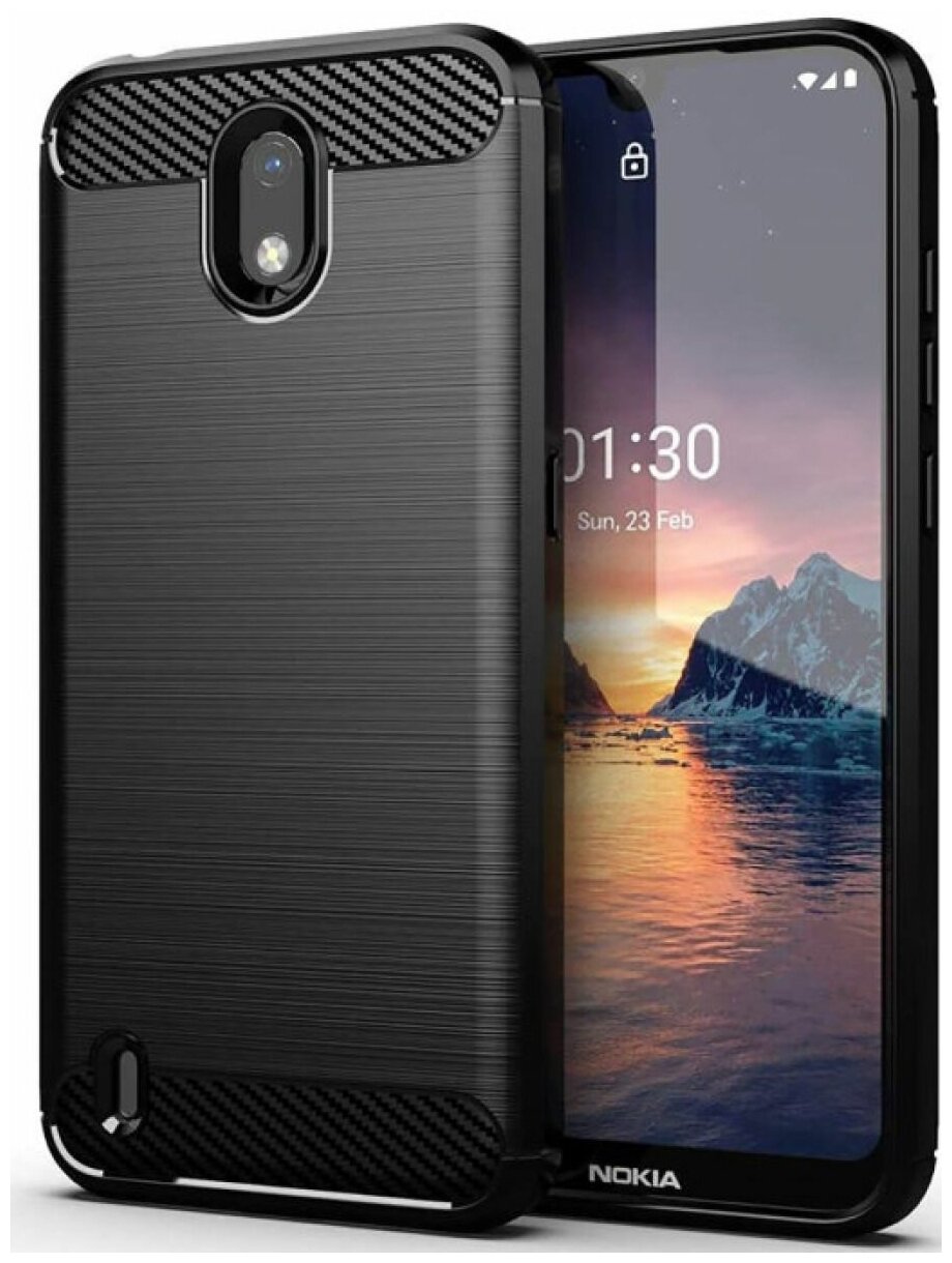 Brodef Carbon Силиконовый чехол для Nokia 1.3 черный