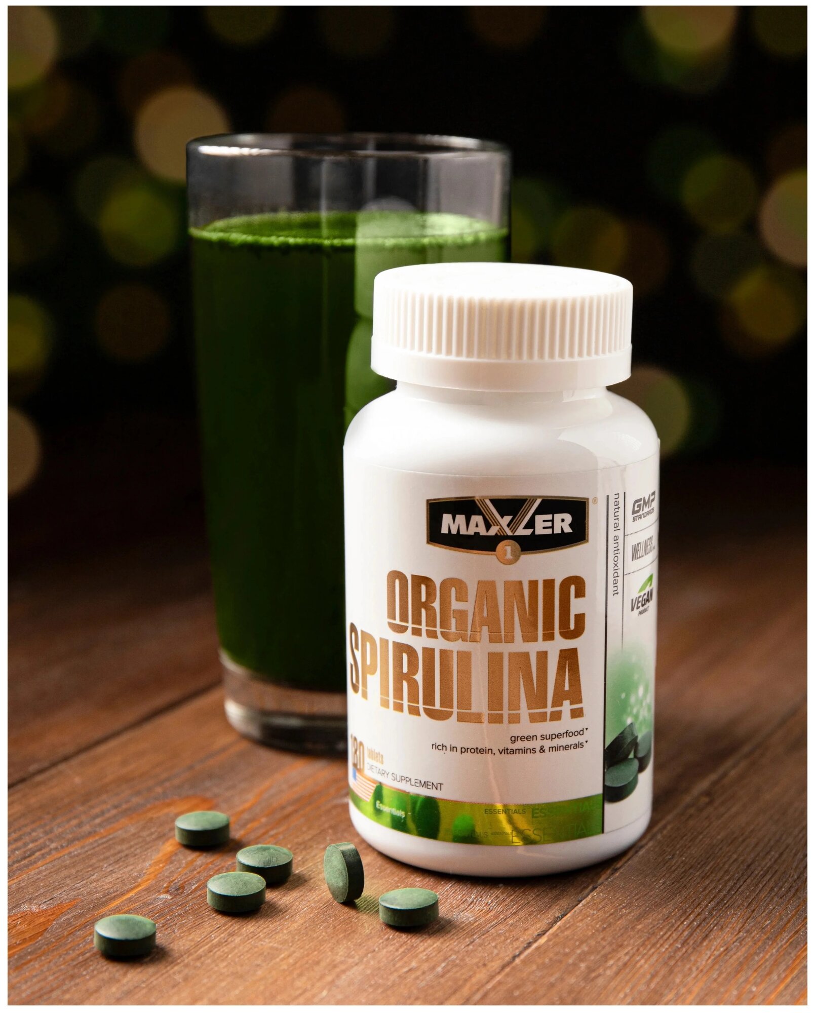 MAXLER Organic Spirulina таб., 135 г, 180 шт.