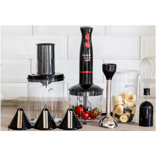 Блендер ASTIX ABL-2840 электрический погружной мультифункциональный со спиралайзером черный 800 Вт 229000₽