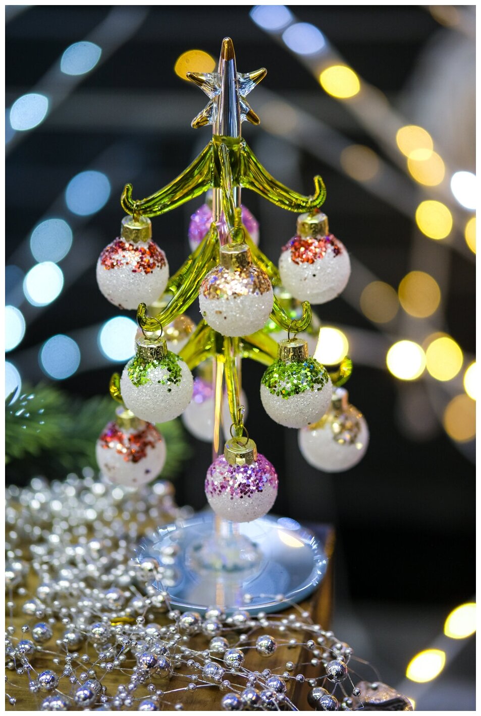 Рождественская декорация с шарами, высота 21 см