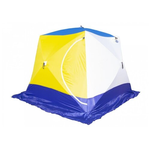 палатка стэк чум 2т зимняя трехслойная вес 16 кг цвет камуфляж Палатка зимняя стэк КУБ-4Т трехслойная, дышащая (250х250х200 см)