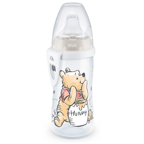 Поильник-непроливайка NUK First Choice Active с насадкой из силикона Disney Winnie The Pooh, 300 мл бежевый/белый