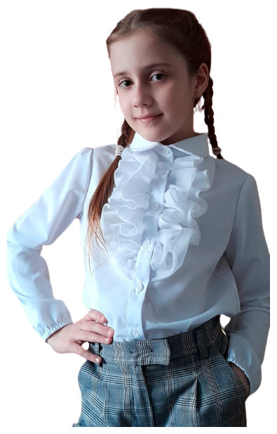 Школьная блуза Альянс-Униформ, прямой силуэт, на пуговицах, длинный рукав, без карманов, размер 38/146, белый