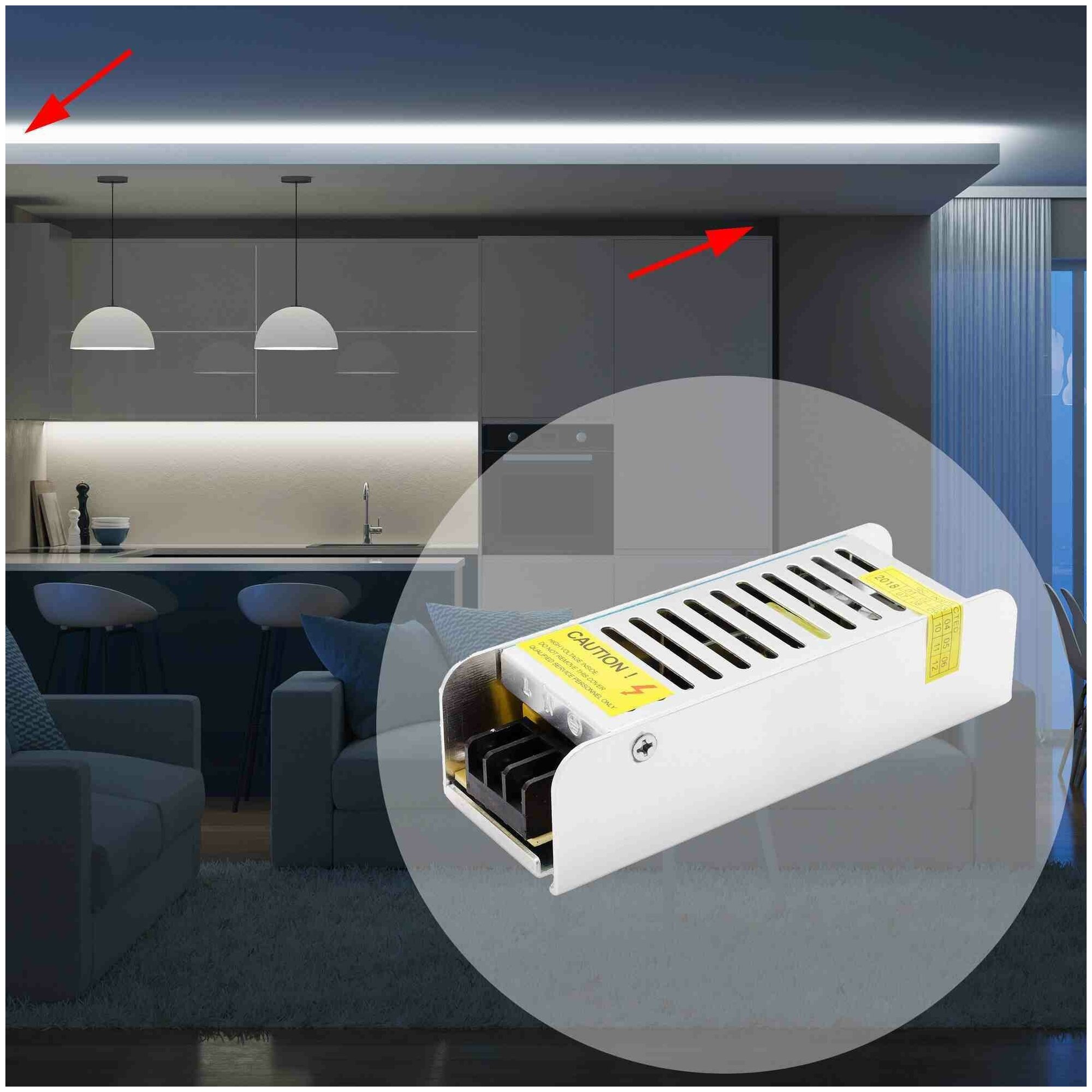 Блок питания слим-металл с напряжением 12В и степенью защиты IP20 для светильника светодиодной ленты или LED лампы / Универсальный адаптер питания для светодиодного освещения 40Вт, AC 175-240В, 3.2А, гарантия 1 год / БП с защитой от перегрузки,