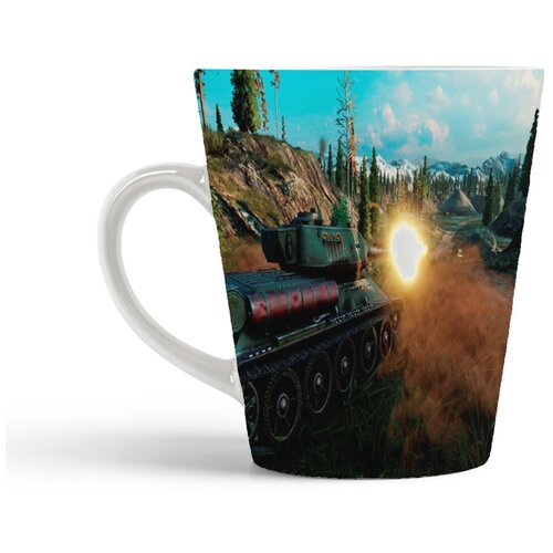 фото Кружка-латте coolpodarok вот танки world of tanks (момент выстрела, вокруг пейзаж)