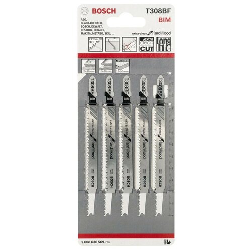 Пилки T308BF, 117мм, 5шт. Extra-Clean for Hard Wood Bosch 2608636569