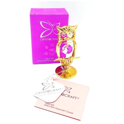 Сувенир статуэтка фигурка CRYSTOCRAFT Филин 7см, миниатюра CRYSTOCRAFT Филин, подарок - сувенир Филин, статуэтка Филин с кристалом, статуэтка для интерьера Филин, статуэтка в подарок.