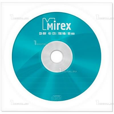 Диск Mirex CD-RW (1 шт.) 700Mb 12x в бумажном конверте (UL121002A8C)