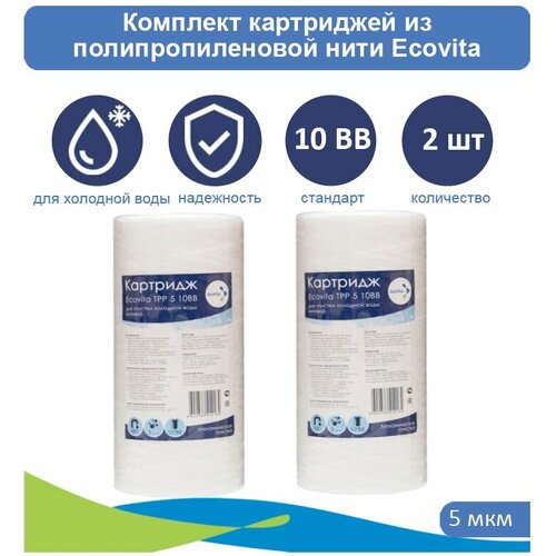 Картридж полипропиленовый Ecovita TPP 5 10BB для холодной воды - 2 шт