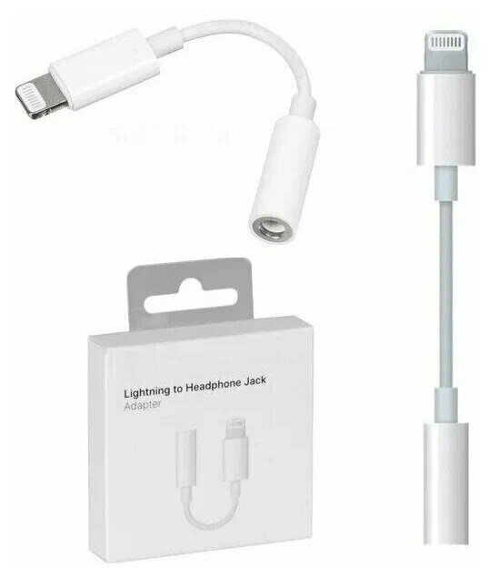 Комплект 2 в 1/ Адаптер-переходник для наушников Lightning to Headphone Jack Adapter 3.5 мм/ 2 штуки в комплекте