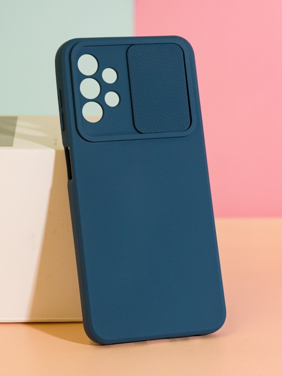 Чехол на Samsung A13/A04S матовый с защитой камеры, синий