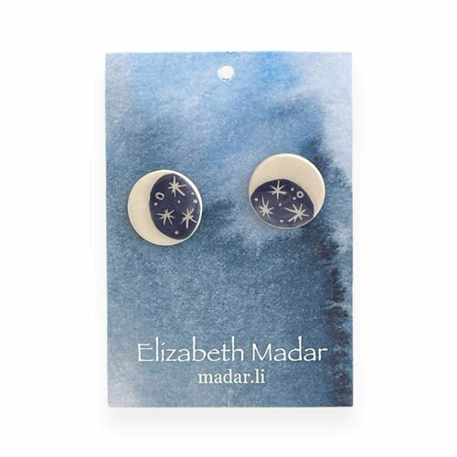 Серьги пусеты Elizabeth Madar, керамика, синий