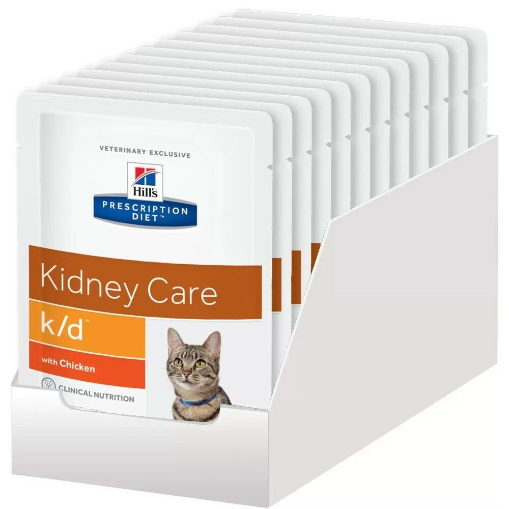 Корм для кошек Hill's Prescription Diet Feline K/D при заболевании почек, курица пауч (упаковка - 12 шт)