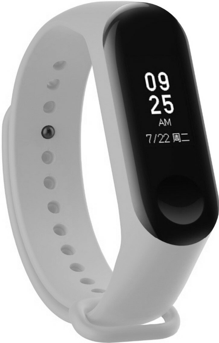 Силиконовый ремешок на фитнес-трекер Xiaomi Mi Band 3 и 4 / Спортивный сменный браслет для смарт часов Сяоми Ми Бэнд 3 и Ми Бэнд 4 / Серый