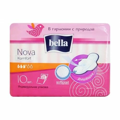 Гигиенические прокладки Bella (Белла) Nova Komfort, 3+ капли, 10 шт х 1уп
