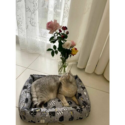 Лежак UsiPusiPets, для кошек, собак и кроликов, гипоаллергенный, серый 56*44см