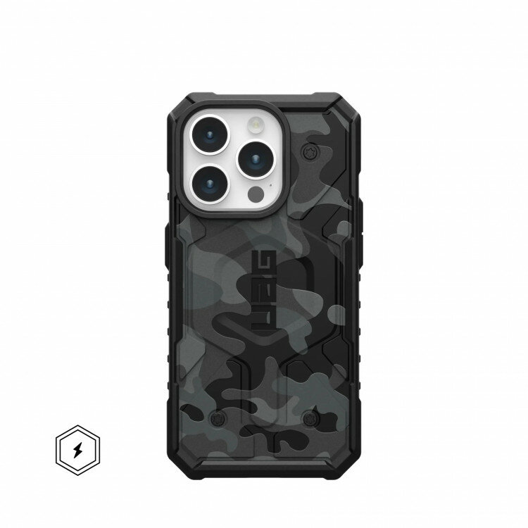 Чехол с поддержкой MAGSAFE Uag Pathfinder SE для iPhone 15 Pro 6.1", цвет темный камуфляж (Midnight Camo)