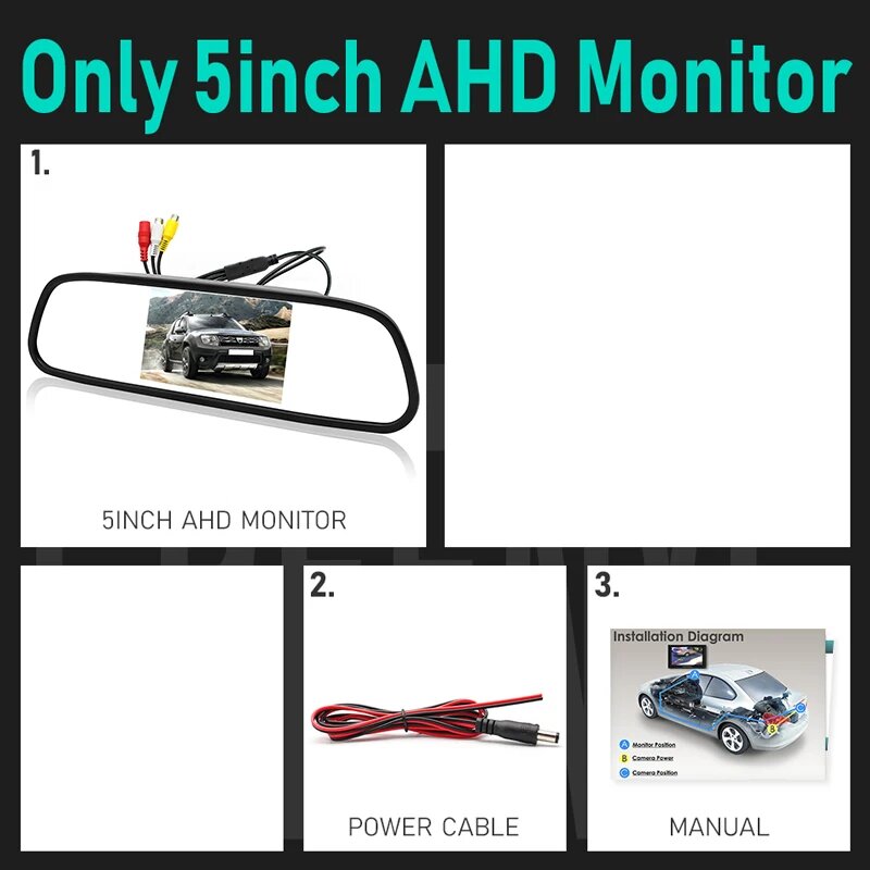 Зеркало заднего вида GreenYi, 5 дюймов, AHD, 1080P, ночное видение, Only AHD Monitor