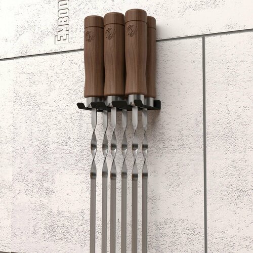 Держатель для хранения шампуров, настенный черный