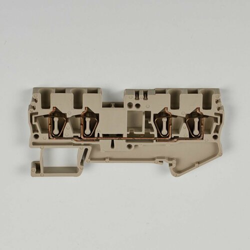 AK6-TR четырехконтактная клемма 6.0 mm2 проходная безвинтовая Dinkle, цвет бежевый.