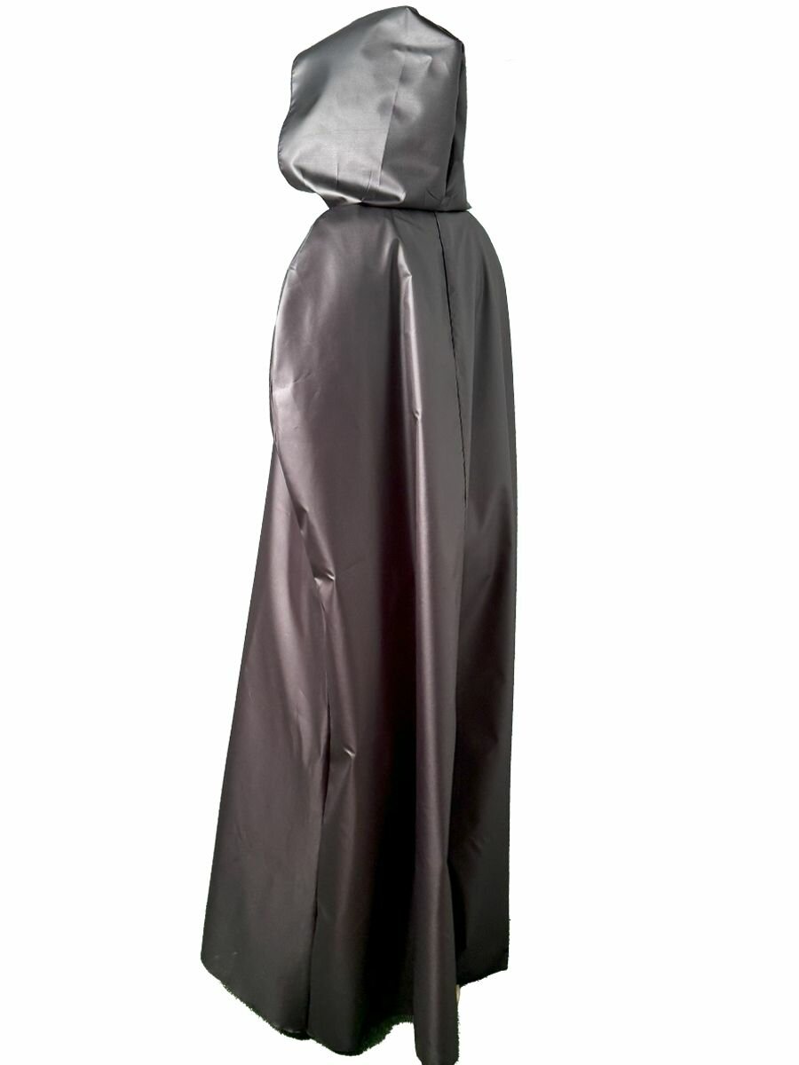 Карнавальный плащ-мантия с капюшоном черный (на рост 164-170) — фото 1