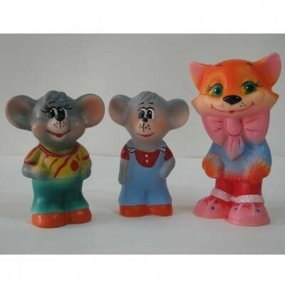 Игрушка резиновая ПФК "Игрушки" пластмассовая, Набор Кот с мышками, для малышей (СИ-291)