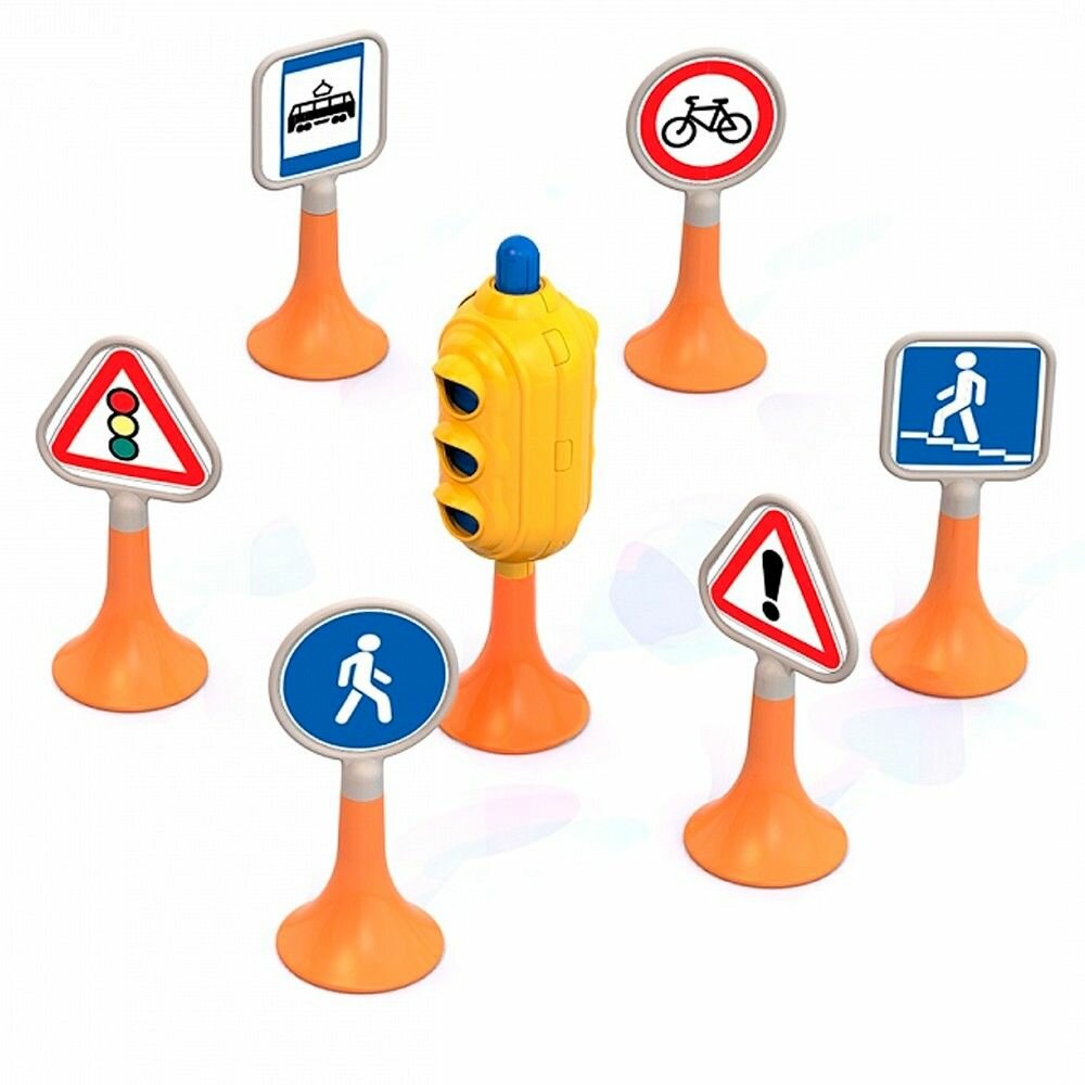 Игровой набор Нордпласт "Дорожные знаки" №1 (светофор, 6 знаков) (885)