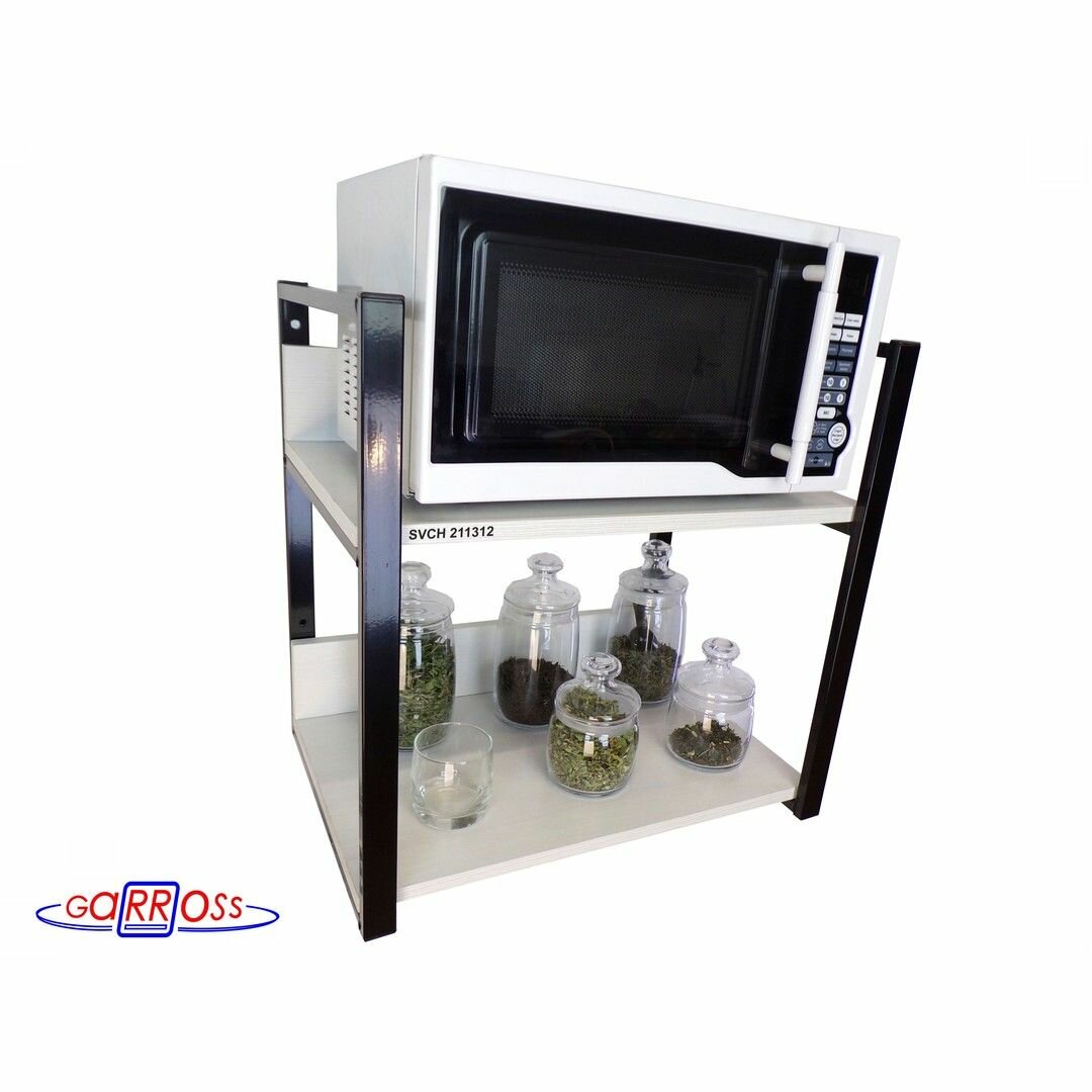 Полка для микроволновки MAIMA-211312, размер 35х54см, цвет полки-сосна выбеленная, каркасов-черный