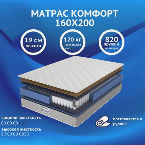 Изображение товара Matratex Матрас 160х200 , независимые пружины, ортопедический, двуспальный, двусторонний, комфорт