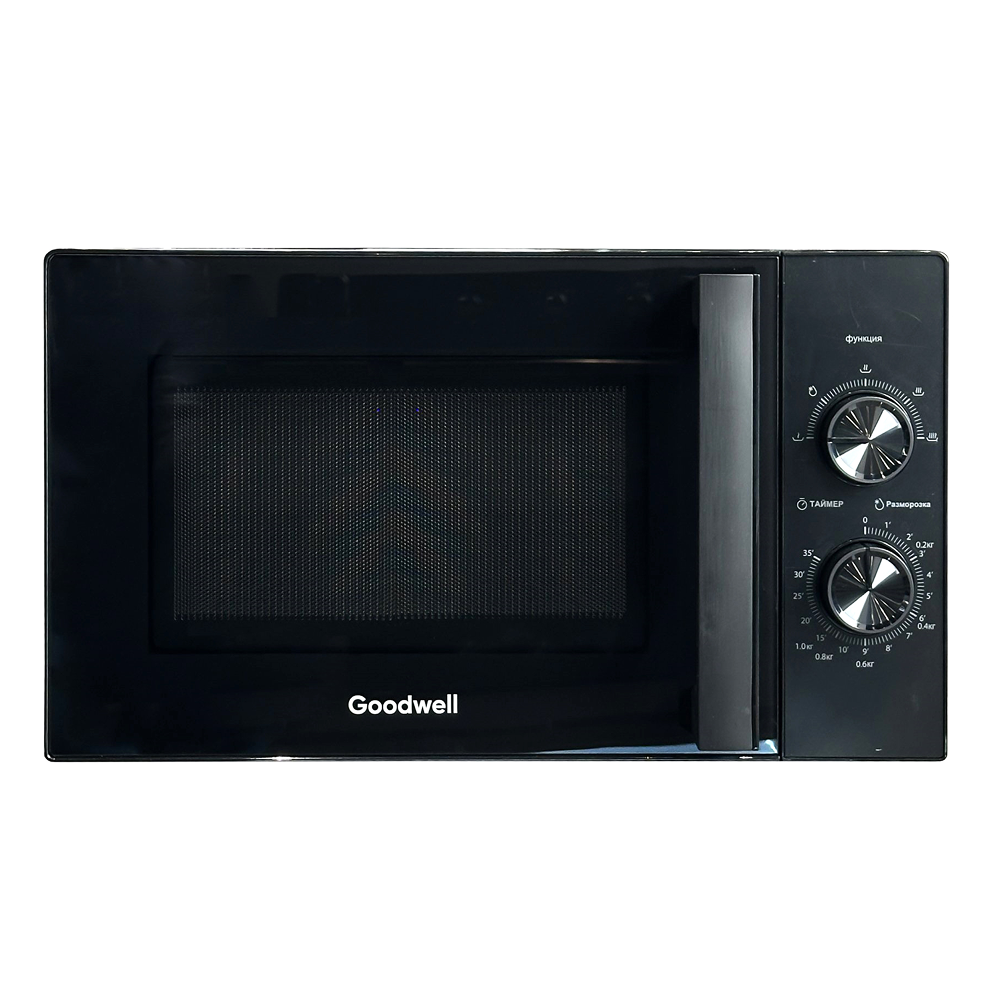 Микроволновая печь Goodwell GMF 2308 BL black, 25 L, механическое, Отдельностоящая, Разморозка, подогрев