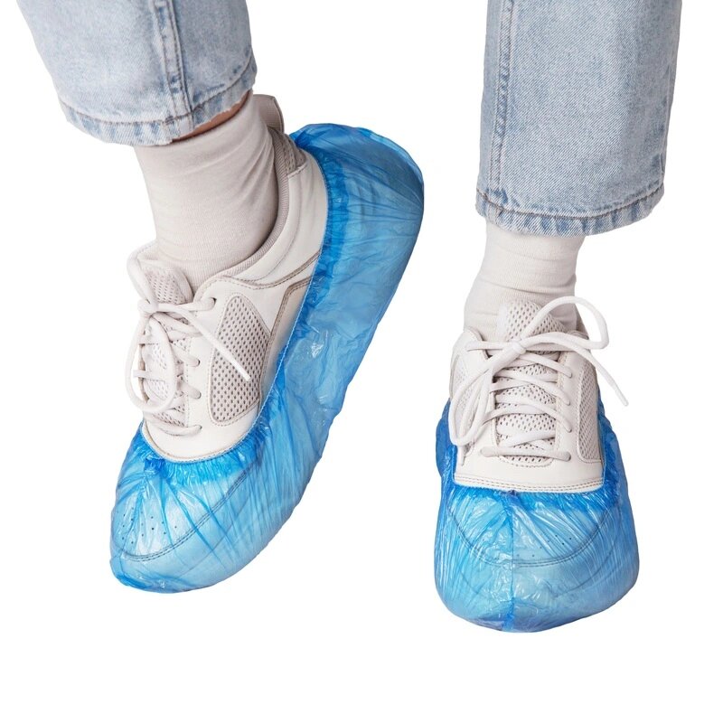 Бахилы одноразовые полиэтиленовые EleGreen Стандарт Лайт 24гр синие 50п/уп