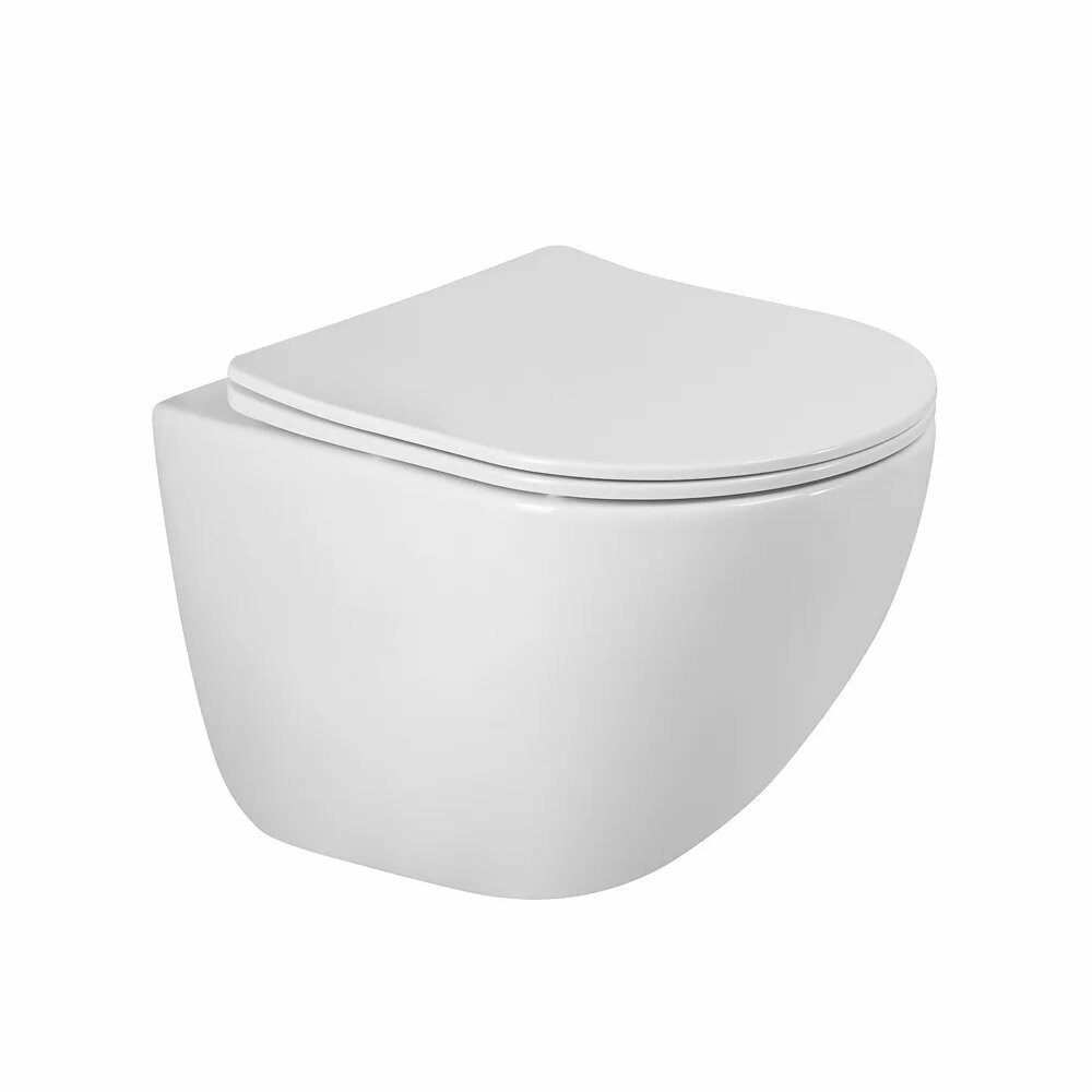 Унитаз подвесной BelBagno Amanda-Tor BB051CH-TOR-FC/SC с микролифтом безободковый без бачка фарфоровый антивсплеск белый овальный