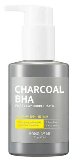 SOME BY MI CHARCOAL BHA PORE CLAY BUBBLE MASK Кислородная маска для лица с древесным углём, cалициловой кислотой и белой глиной